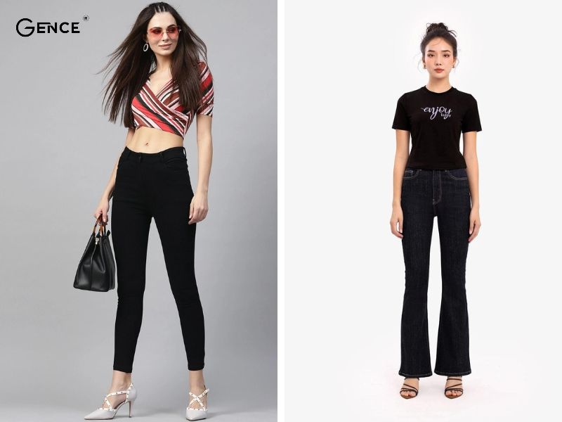 Kết hợp áo ôm và quần jean đen nữ