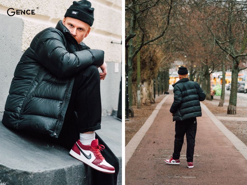 Kết hợp áo phao béo với giày Jordan nam cổ thấp