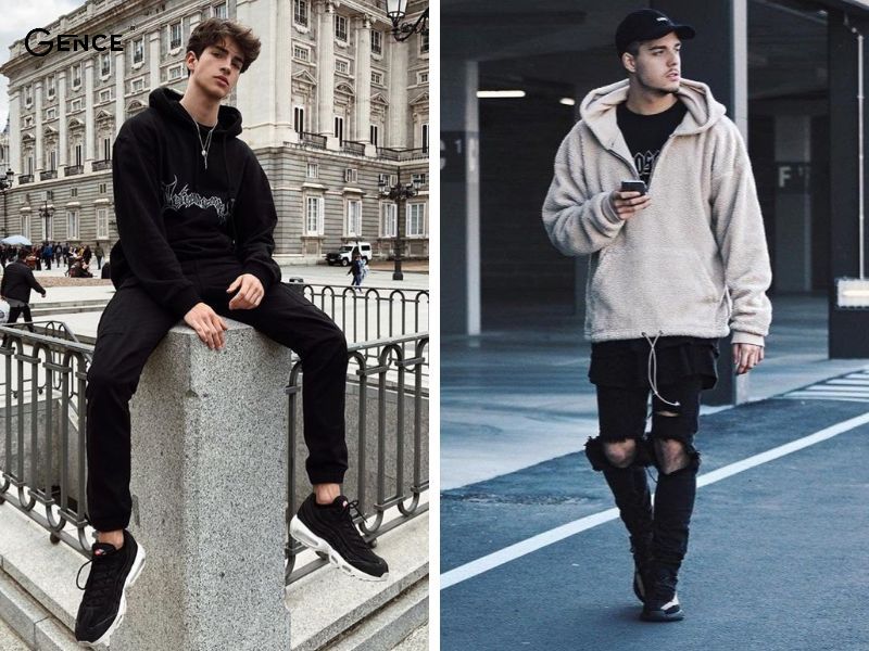 Kết hợp giày sneaker nam với áo hoodie vào mùa đông