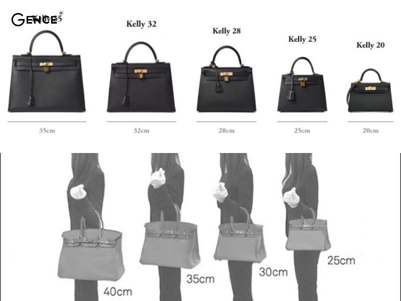 Kích thước túi xách nữ Hermes Kelly đa dạng