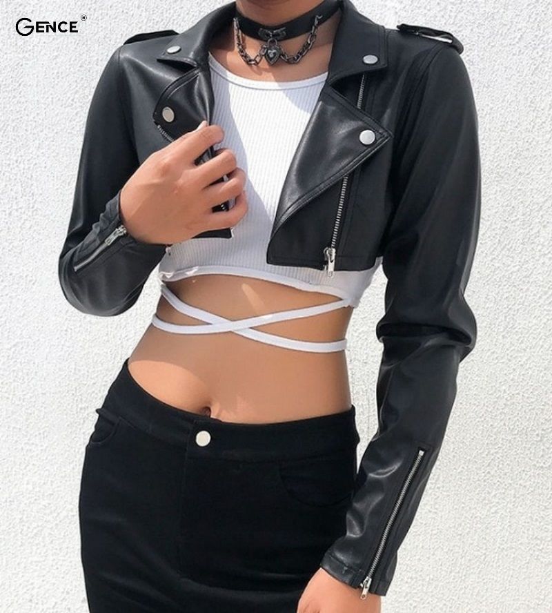 Lên đồ cực sexy cùng áo khoác da và áo croptop