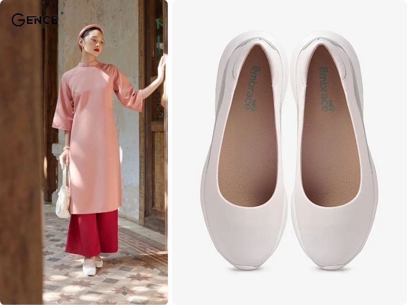 Mặc áo dài phối cùng giày búp bê