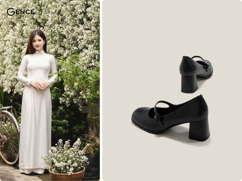 Phối giày mary jane với áo dài