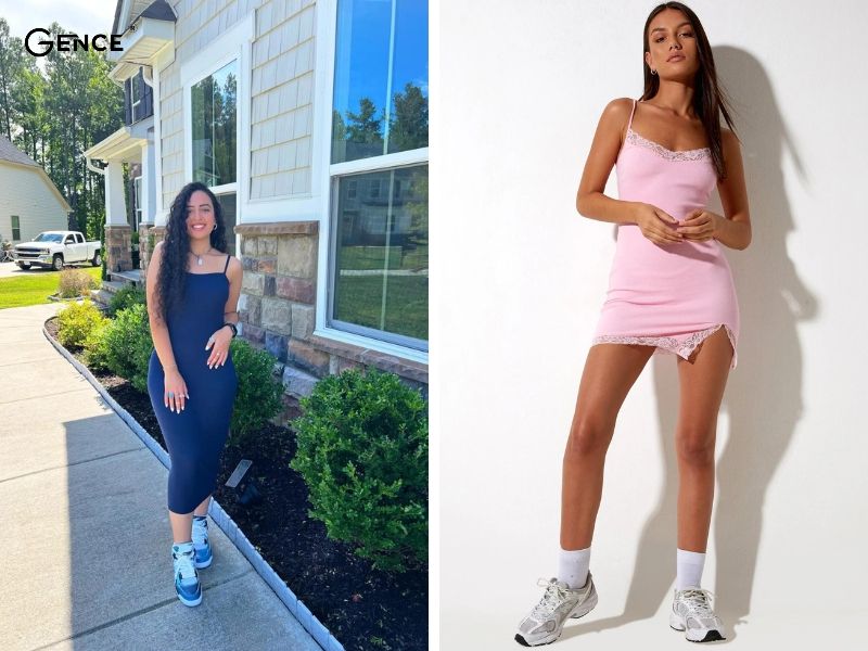 Giày thể thao năng động phối cùng đầm body