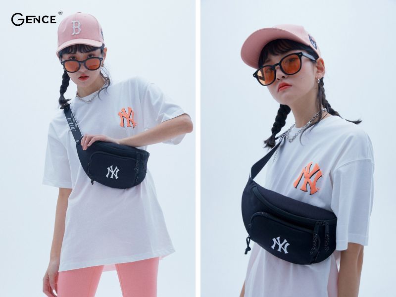 Mẫu B223 MLB NY SEAMBALL WAIST BAG BLACK