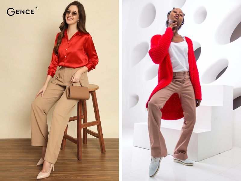 Màu đỏ phối be trẻ trung, năng động