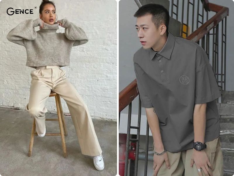 Trang phục kết hợp màu kem và ghi được ưa chuộng