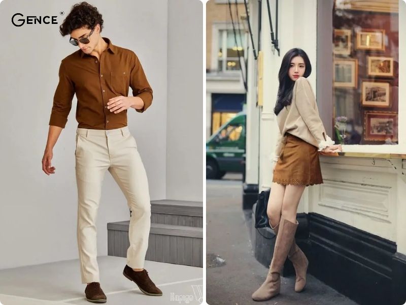 Phối đồ màu nâu và kem thể hiện phong cách cuốn hút