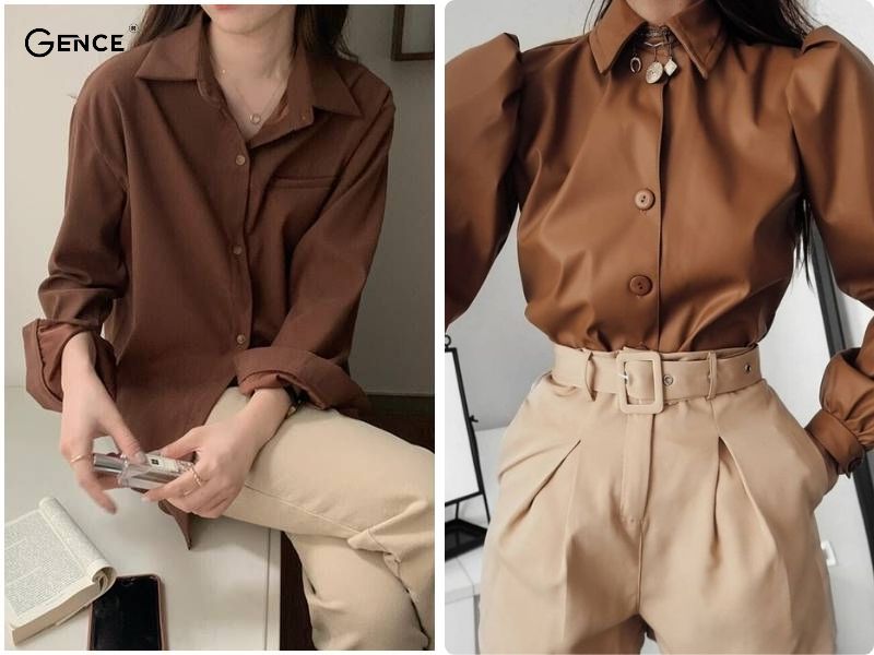 Phối màu be với màu nâu trong outfit công sở