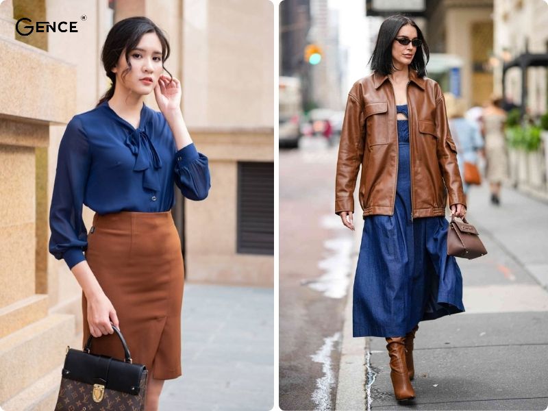 Sự kết hợp màu nâu - xanh dương ấn tượng