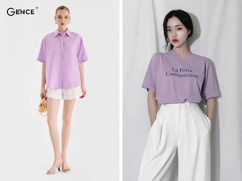 Phối màu trắng với màu tím fashion