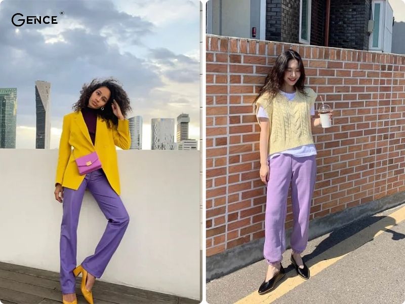 Phối màu vàng với màu tím thể hiện cá tính ấn tượng