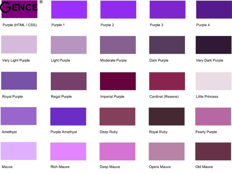 Có nhiều sắc thái màu tím từ nhạt đến đậm