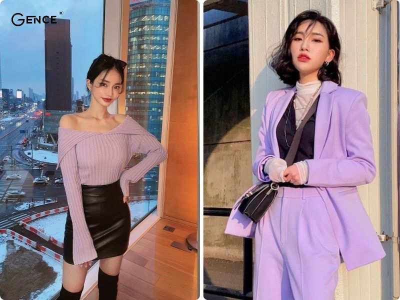 Phối màu tím với màu đen thời trang và thu hút