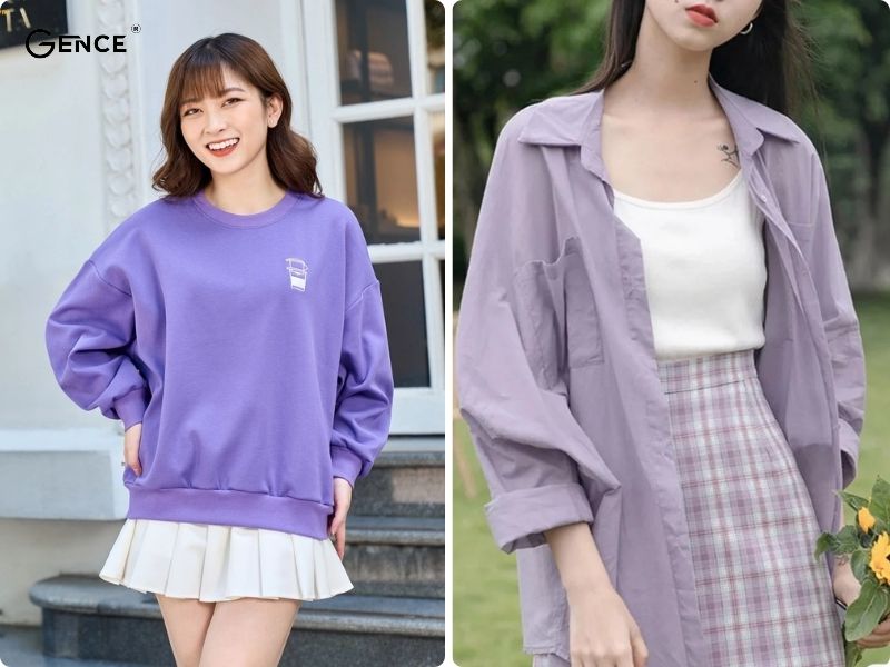 Màu tím phối màu trắng trẻ trung và năng động