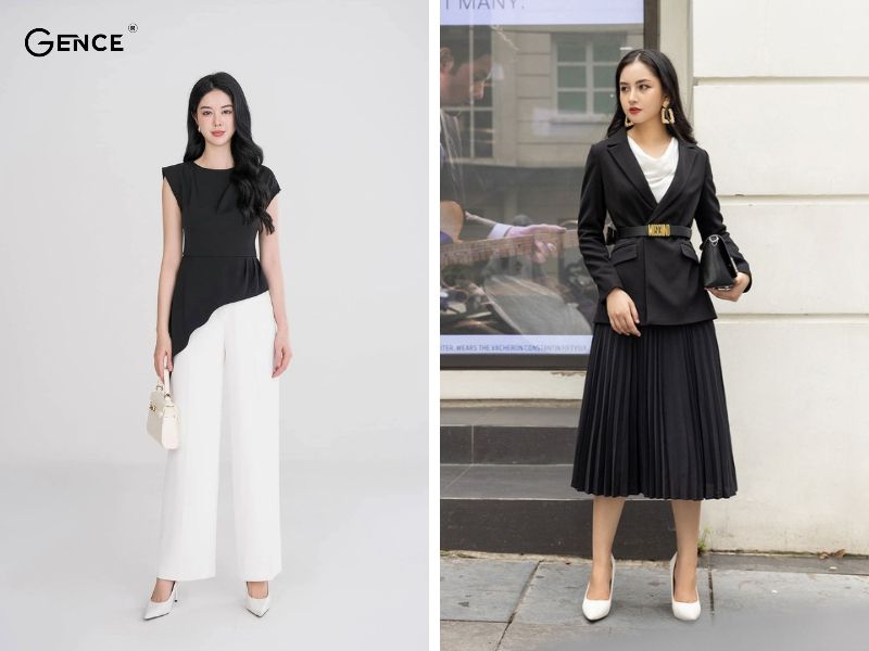 Màu trắng mix match cùng màu đen tinh tế, thời thượng
