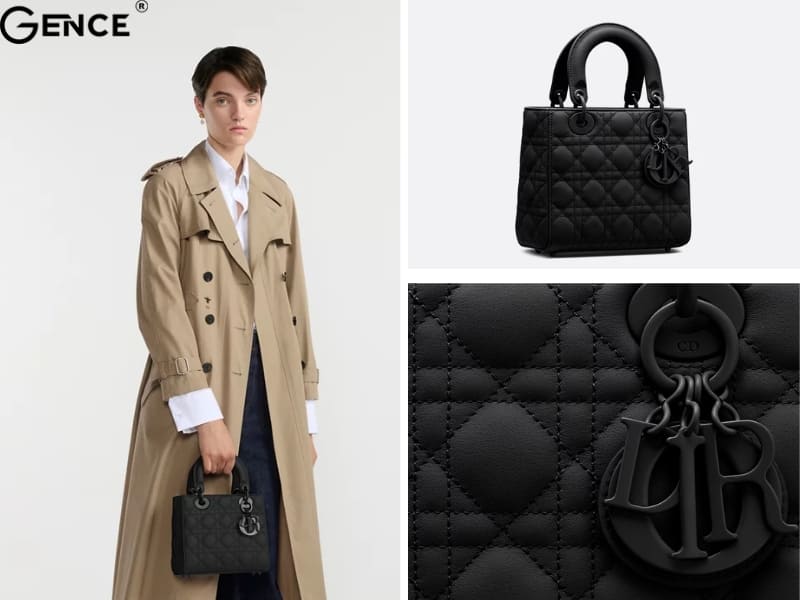 Túi Small Lady Dior My ABCDior Black Ultramatte Cannage Calfskin