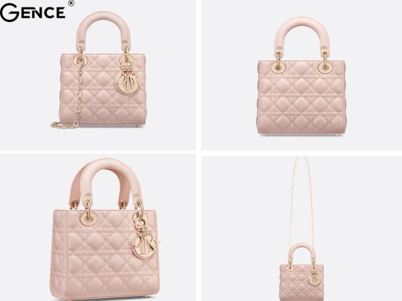 Túi Small Lady Dior Powder Pink Cannage Lambskin