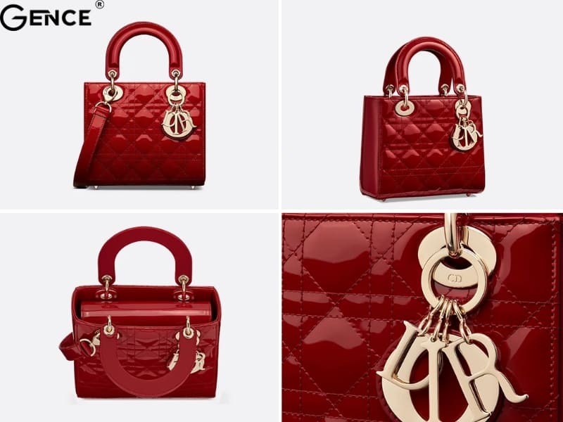 Túi Small Lady Dior Cherry Red Patent Cannage Calfskin