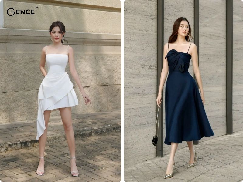 Đầm xòe 2 dây dự tiệc sang chảnh