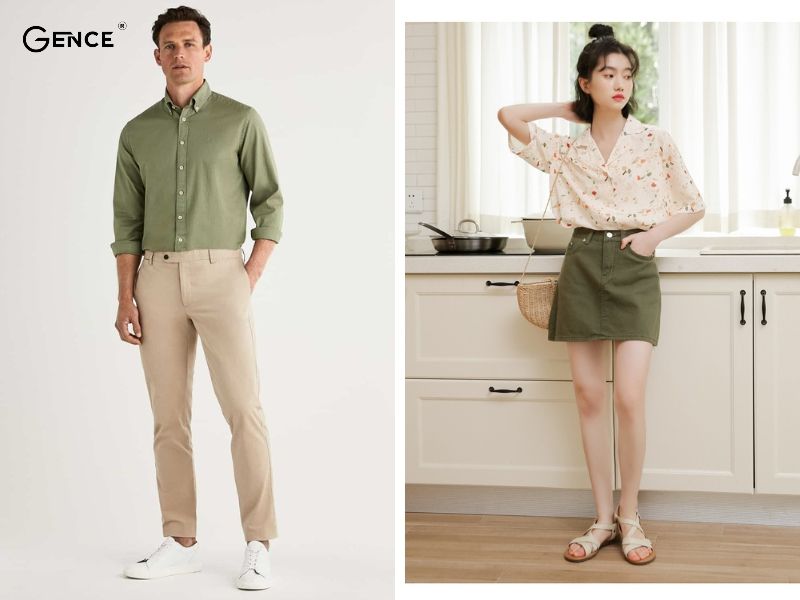 Màu be mix-match màu cốm đem lại sự trẻ trung