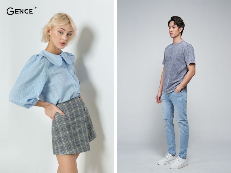 Thanh lịch khi phối màu xám với xanh lam