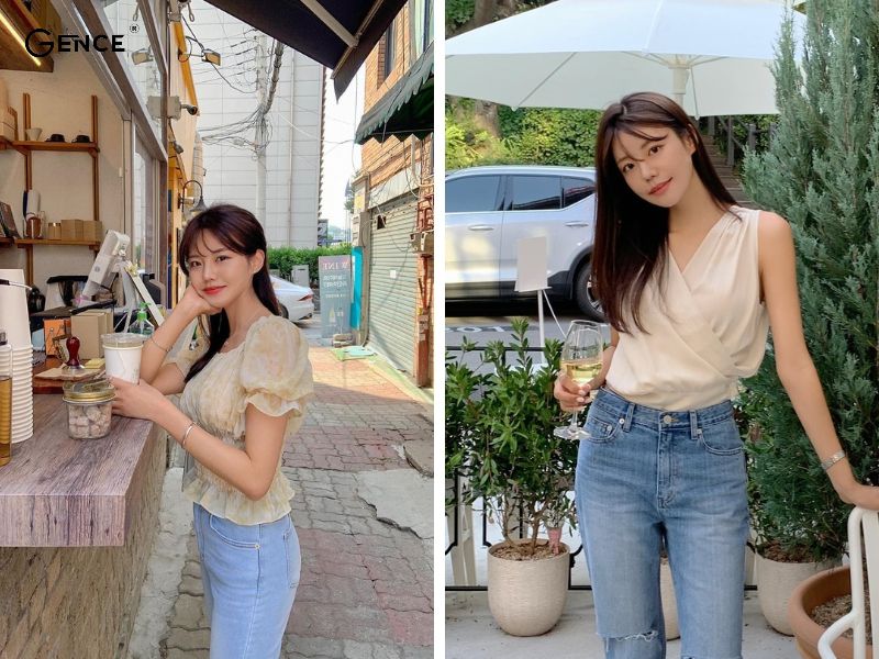 Dịu dàng khi phối màu beige với xanh lam