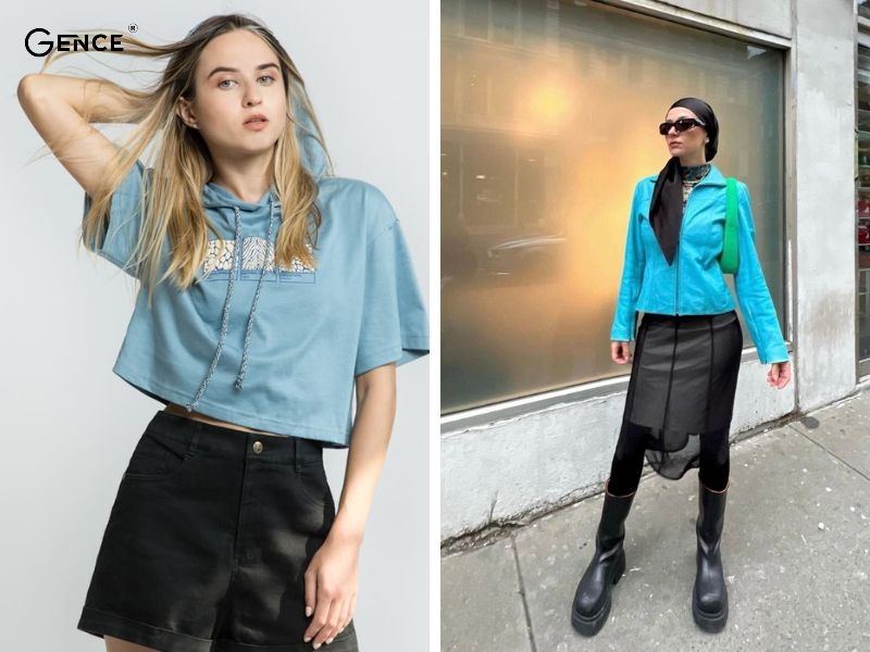 Cá tính và ấn tượng với set đồ xanh lam và đen