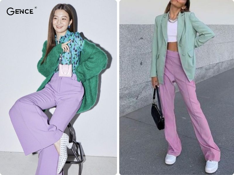 Phối màu tím với màu xanh ngọc thanh lịch, thu hút