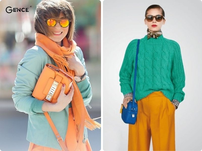 Màu cam phối với màu xanh ngọc tạo hiệu ứng ấn tượng