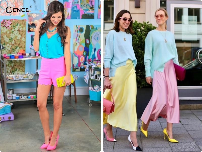 Phối hồng với xanh ngọc thể hiện sự thanh lịch, trẻ trung