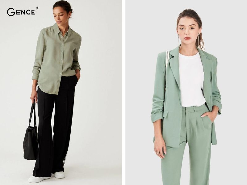 Màu xanh rêu kết hợp cùng màu trắng, màu đen và pastel rất đẹp