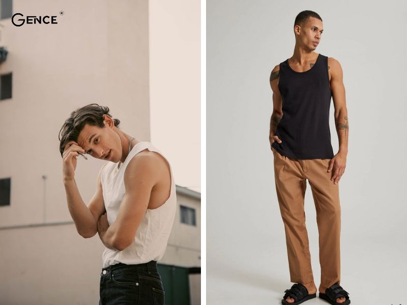 Mix áo ba lỗ cùng quần jean hay quần tây