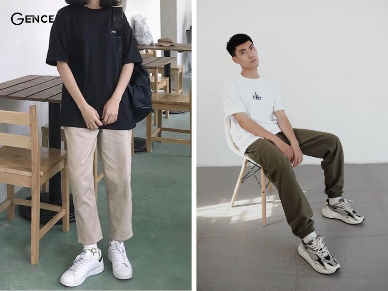 Mix áo free size cùng quần kaki