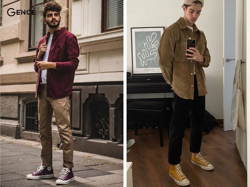 Mix giày converse nam cùng áo kaki, quần jean