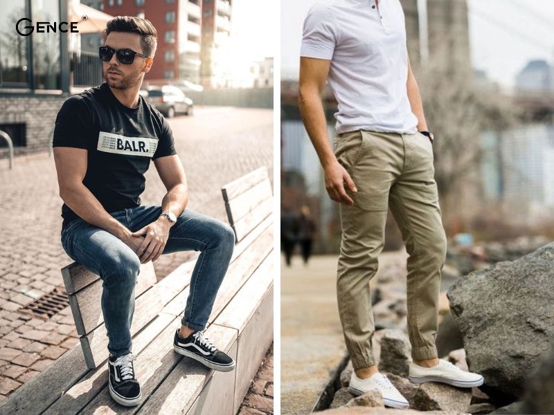hợp lý.  Mix giày vans nam cùng áo polo