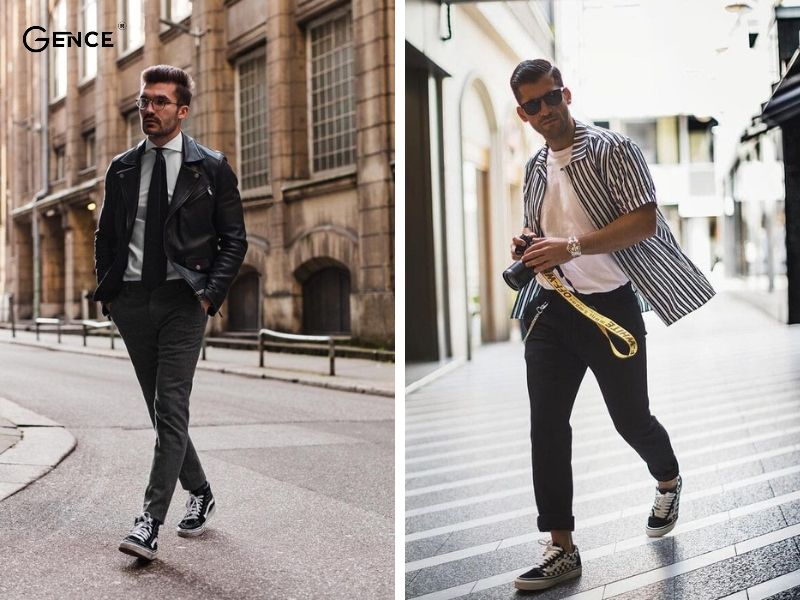 Mix giày vans nam cùng áo sơ mi và quần tây