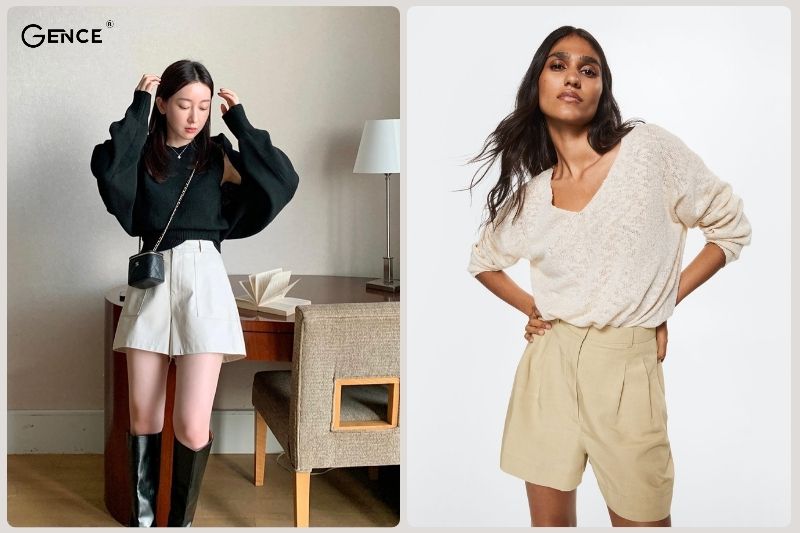 Outfit áo len, quần short - thời trang mùa lạnh thu hút