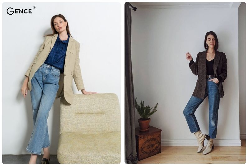 Outfit blazer, quần baggy jeans phù hợp vừa đi làm vừa đi chơi