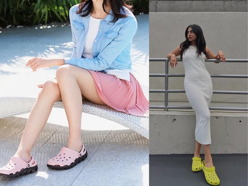 Outfit đi biển cho nữ ấn tượng cùng dép crocs