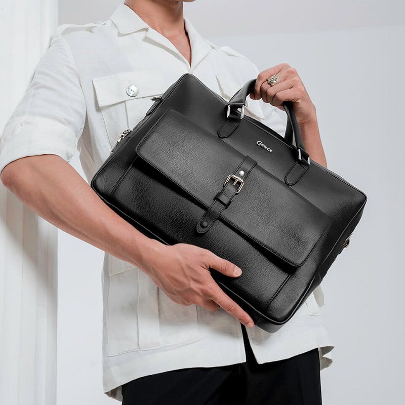 Outfit nhân viên văn phòng đi làm cùng túi da nam GCE12 Gence