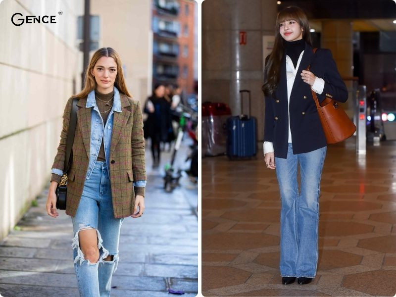 Diện đồ với áo blazer, quần jean phong cách chuẩn sao Hàn