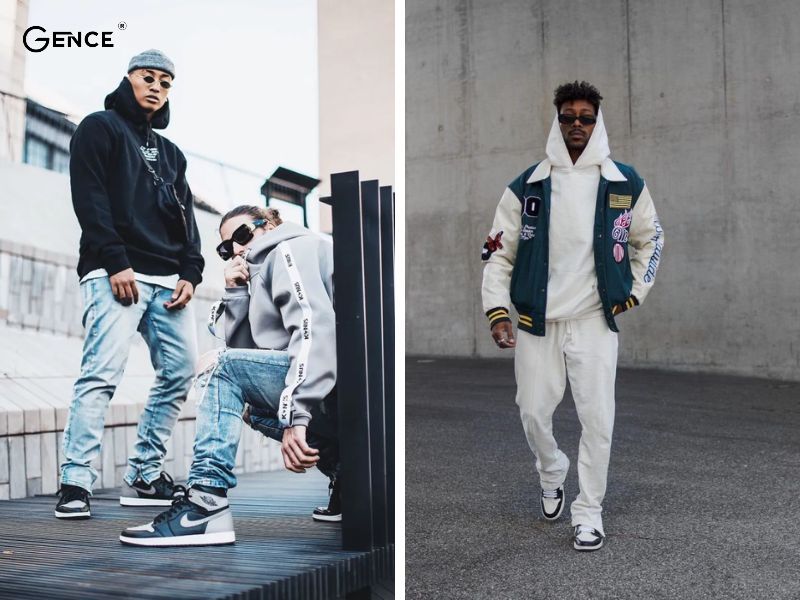 Phối áo hoodie với giày Jordan cổ cao phong cách