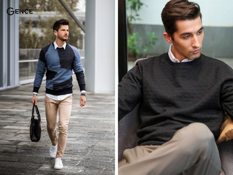 Phối áo sơ mi và áo sweater