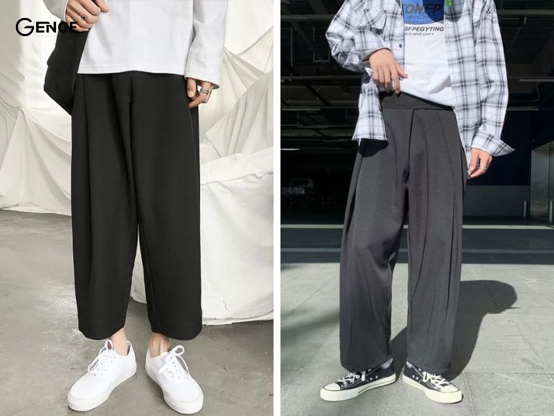 Phối áo thun cùng quần suông tối màu