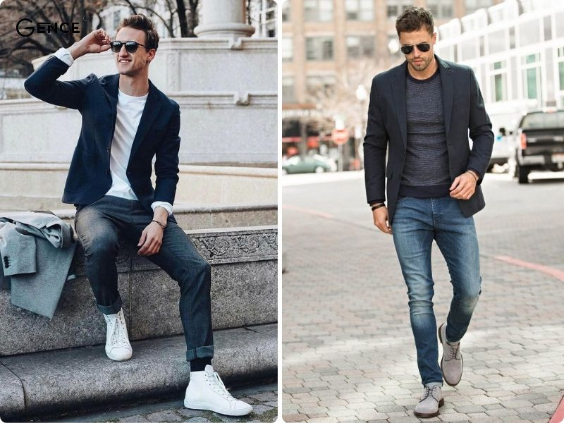Outfit lên phố ấn tượng với vest, quần jean và áo thun