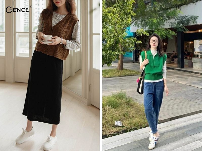 Phối đồ cùng gile len năng động đi chơi Giáng sinh