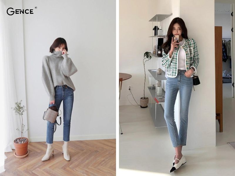 Cá tính khi match áo len với quần skinny