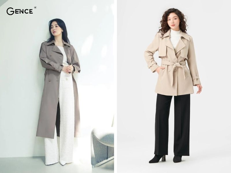 Phối đồ đi chơi noel với áo măng tô và quần ống suông