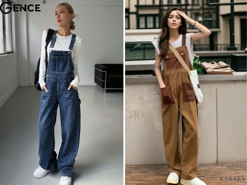 Năng động, cá tính với quần jean yếm Hàn Quốc